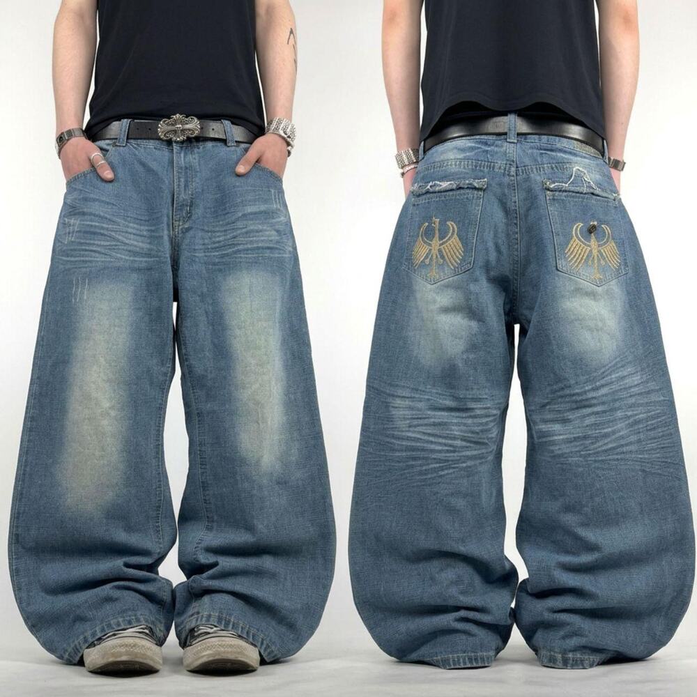 Vintage y2k rare fusai grunge baggy wide leg stonewash skater jeans